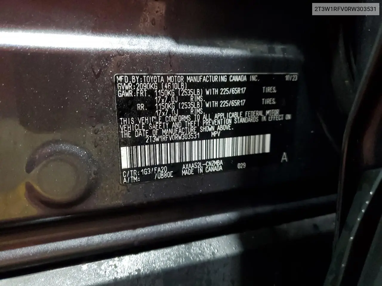 2T3W1RFV0RW303531 2024 Toyota Rav4 Xle