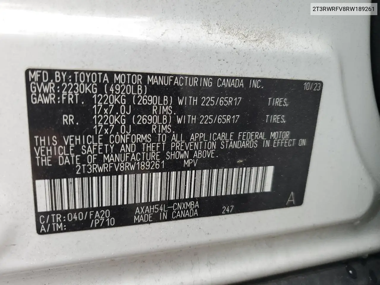 2T3RWRFV8RW189261 2024 Toyota Rav4 Xle