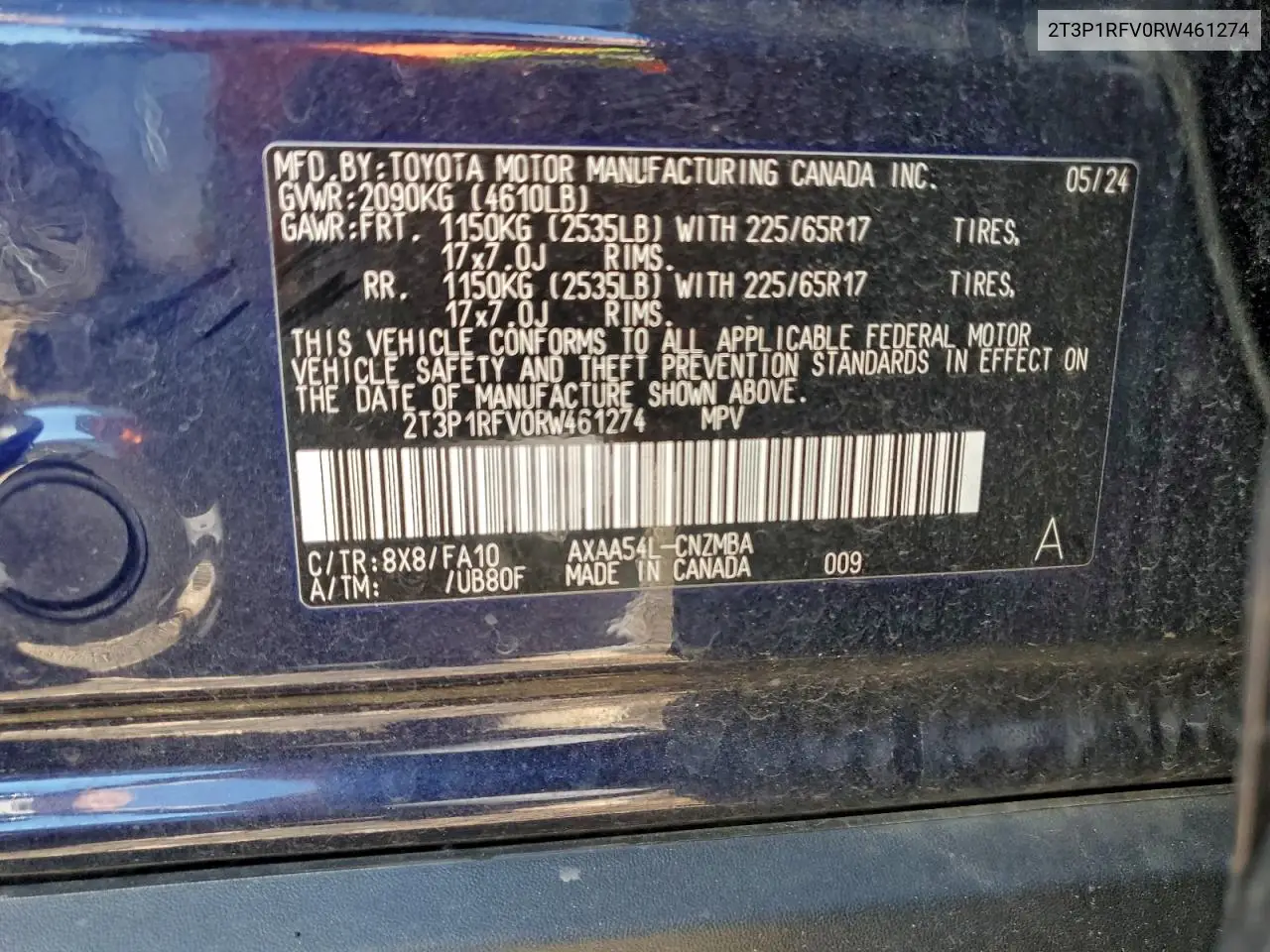 2T3P1RFV0RW461274 2024 Toyota Rav4 Xle