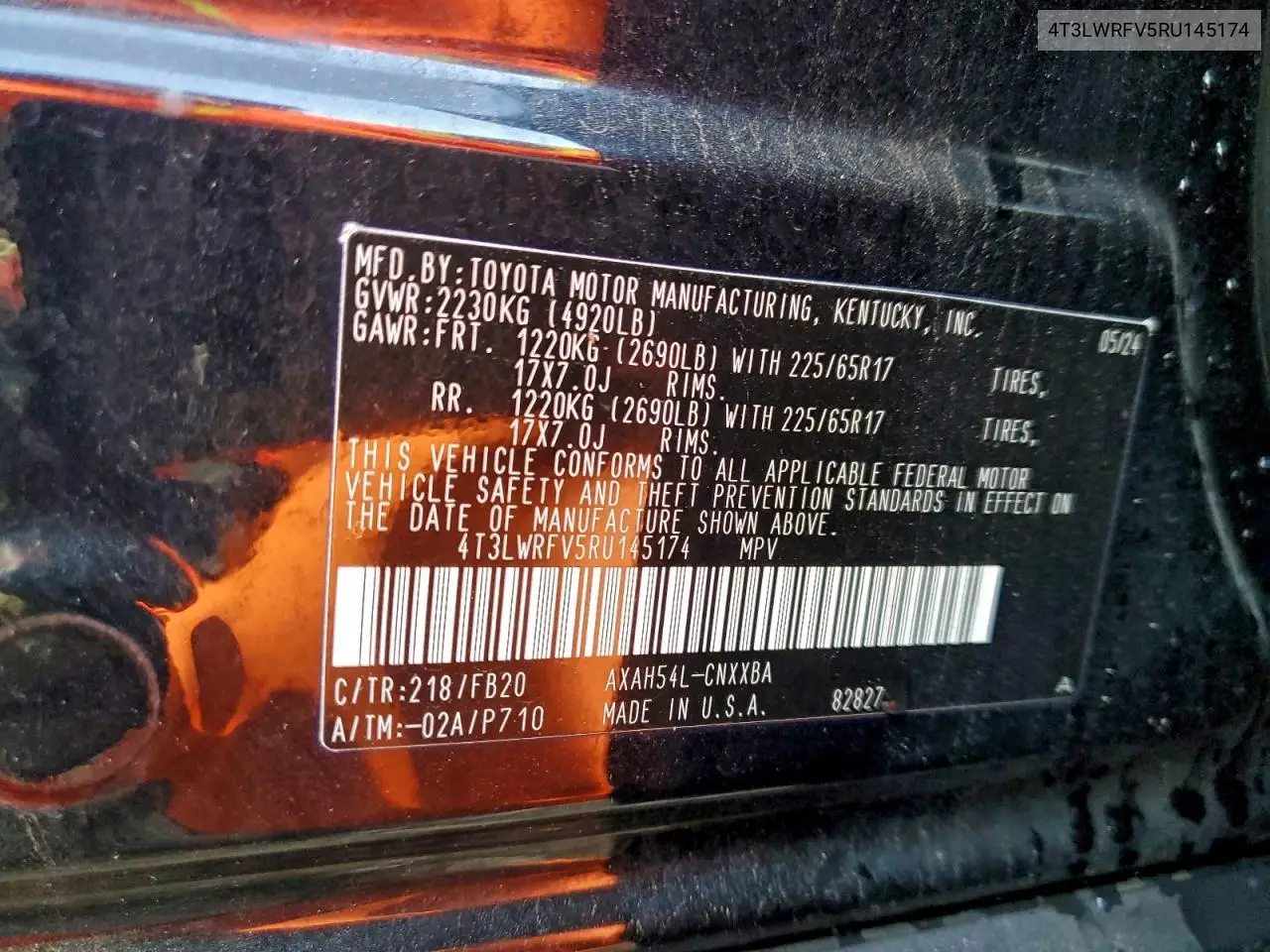 4T3LWRFV5RU145174 2024 Toyota Rav4 Le