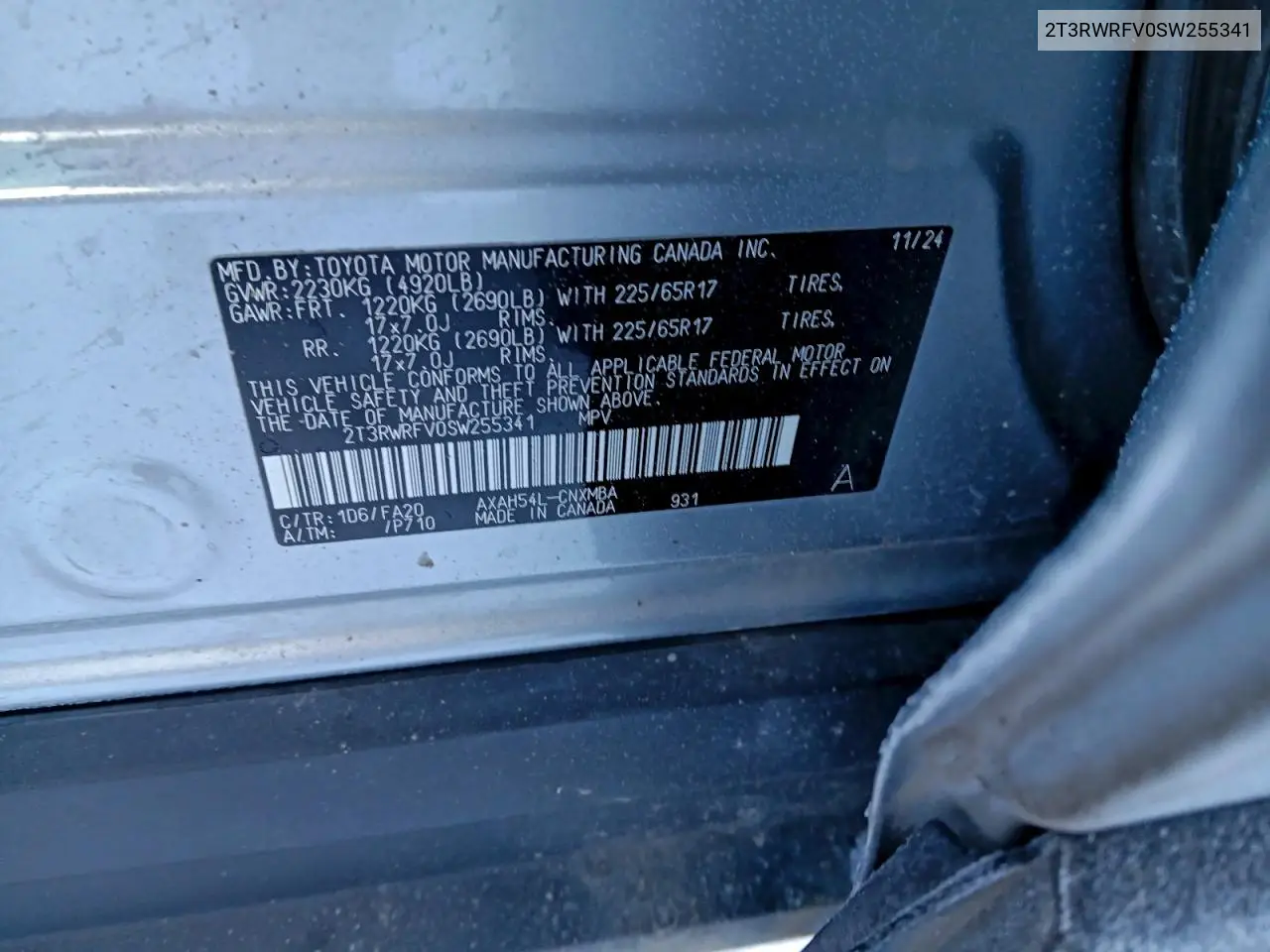 2T3RWRFV0SW255341 2025 Toyota Rav4 Xle