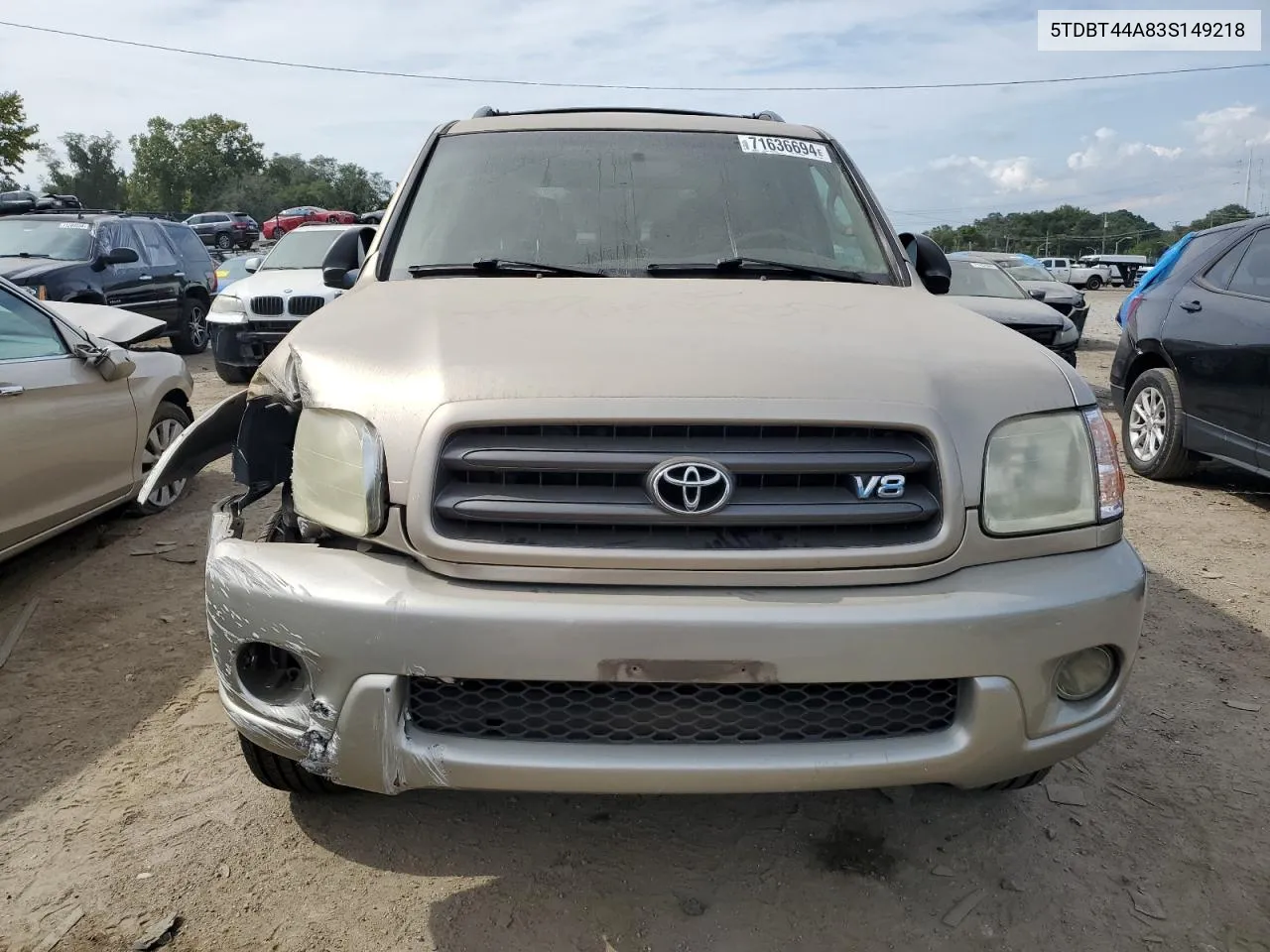 2003 Toyota Sequoia Sr5 VIN: 5TDBT44A83S149218 Lot: 71636694