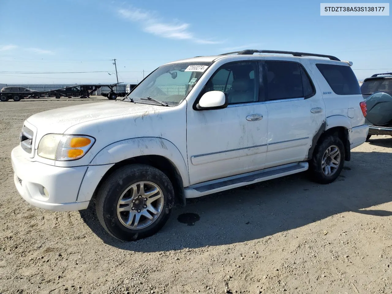 5TDZT38A53S138177 2003 Toyota Sequoia Limited