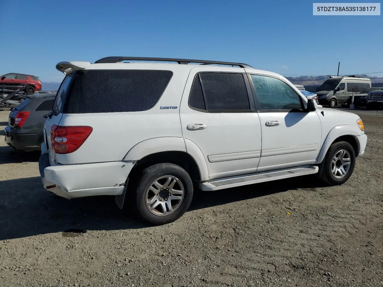 2003 Toyota Sequoia Limited VIN: 5TDZT38A53S138177 Lot: 72553274