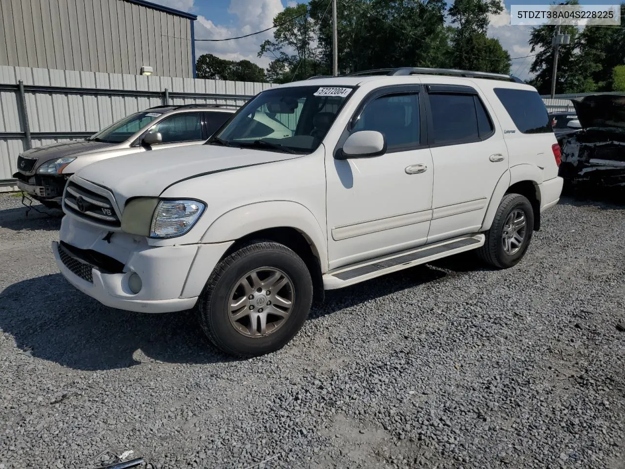 2004 Toyota Sequoia Limited VIN: 5TDZT38A04S228225 Lot: 57272004