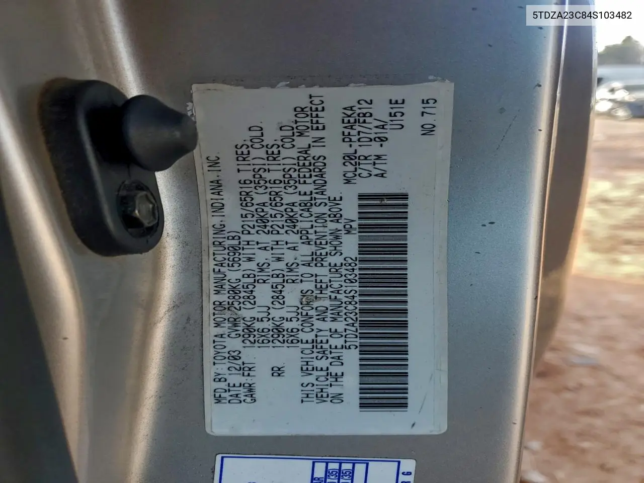 5TDZA23C84S103482 2004 Toyota Sienna Ce