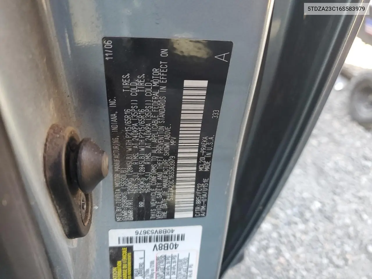 5TDZA23C16S583979 2006 Toyota Sienna Ce