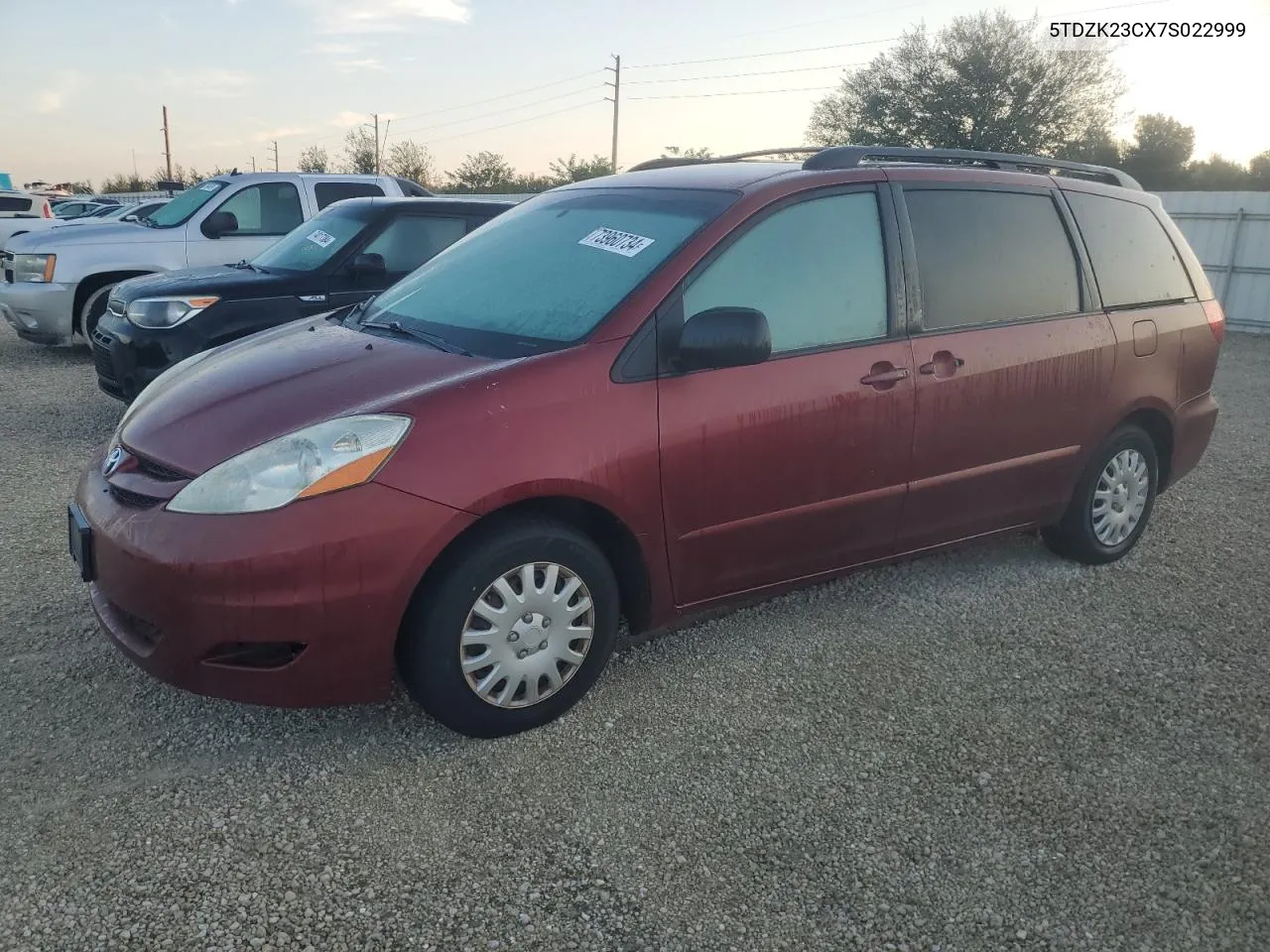 5TDZK23CX7S022999 2007 Toyota Sienna Ce