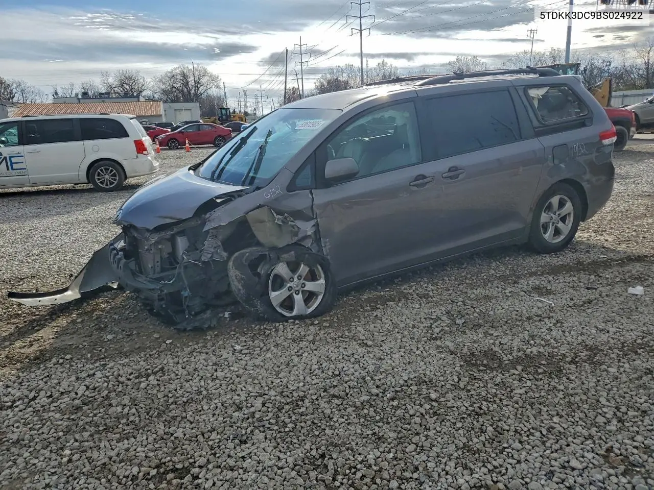 5TDKK3DC9BS024922 2011 Toyota Sienna Le
