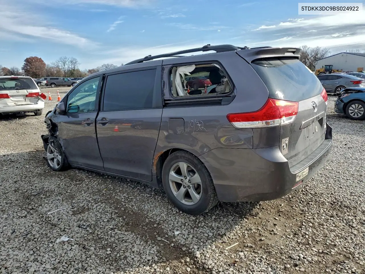 5TDKK3DC9BS024922 2011 Toyota Sienna Le
