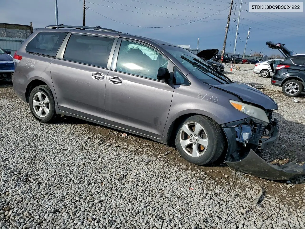 5TDKK3DC9BS024922 2011 Toyota Sienna Le
