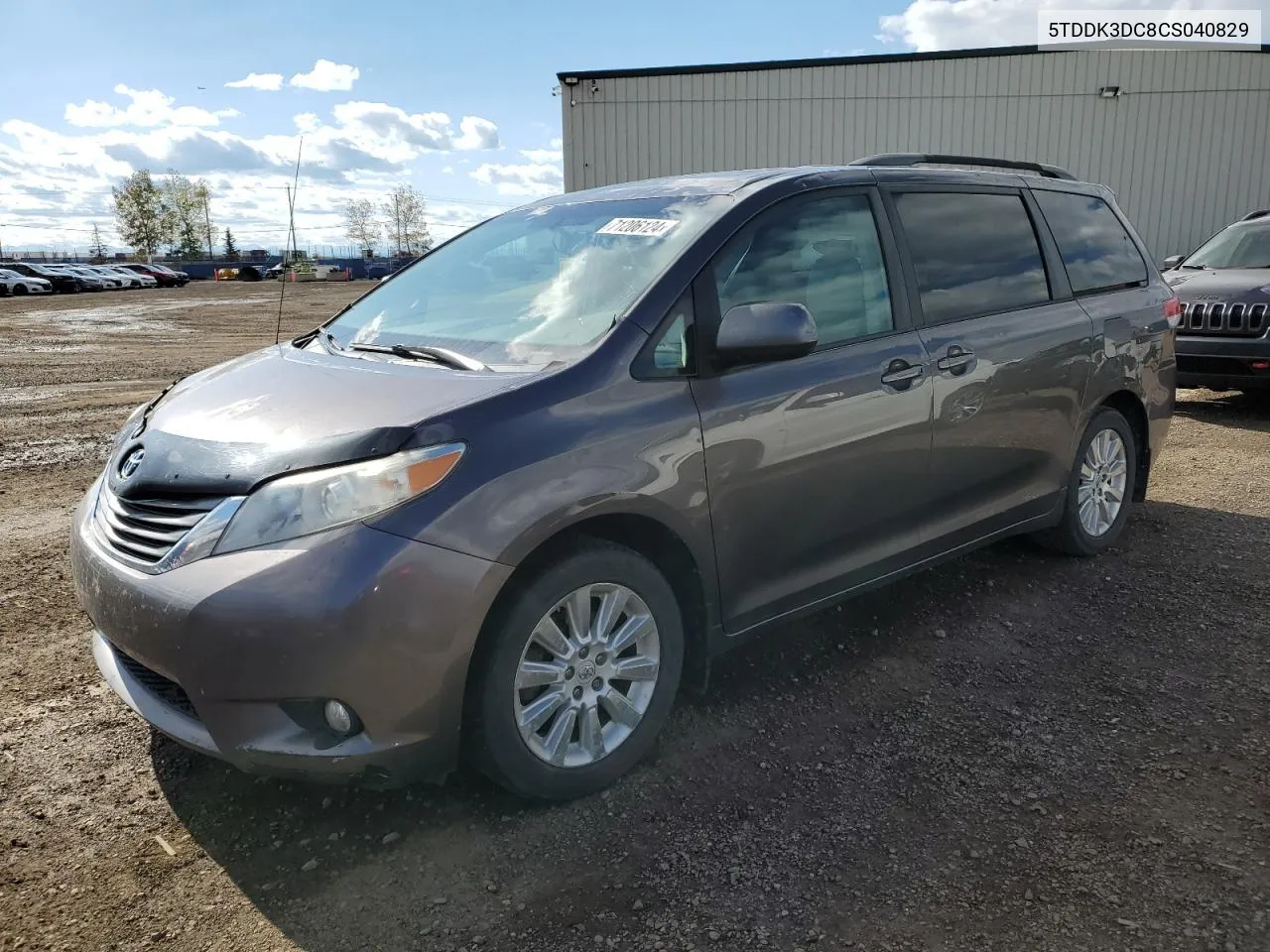 5TDDK3DC8CS040829 2012 Toyota Sienna Xle