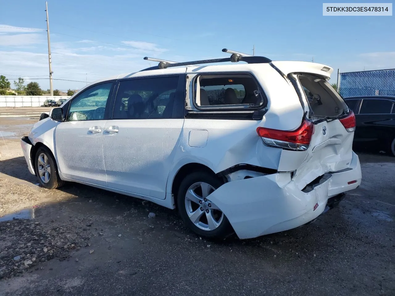 2014 Toyota Sienna Le VIN: 5TDKK3DC3ES478314 Lot: 70708614