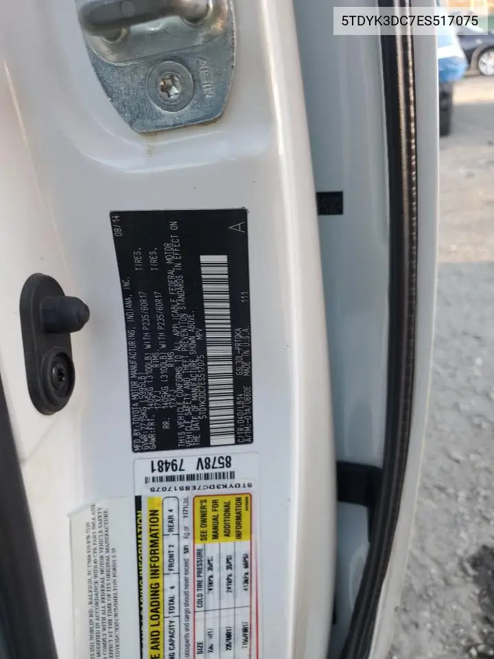 5TDYK3DC7ES517075 2014 Toyota Sienna Xle