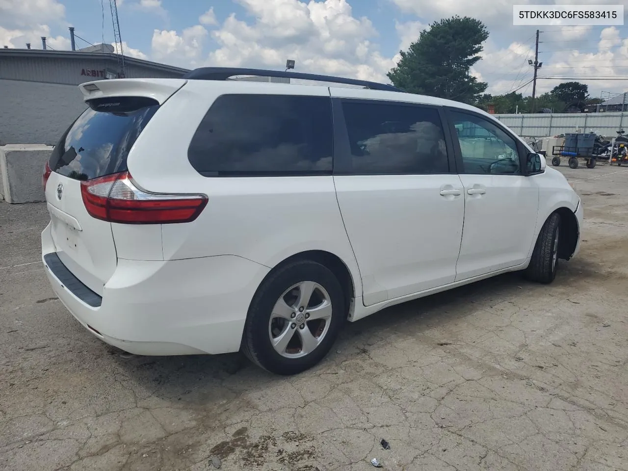 2015 Toyota Sienna Le VIN: 5TDKK3DC6FS583415 Lot: 62803914