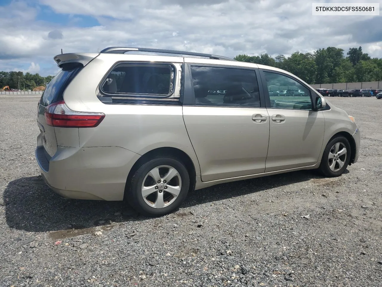 2015 Toyota Sienna Le VIN: 5TDKK3DC5FS550681 Lot: 68120284