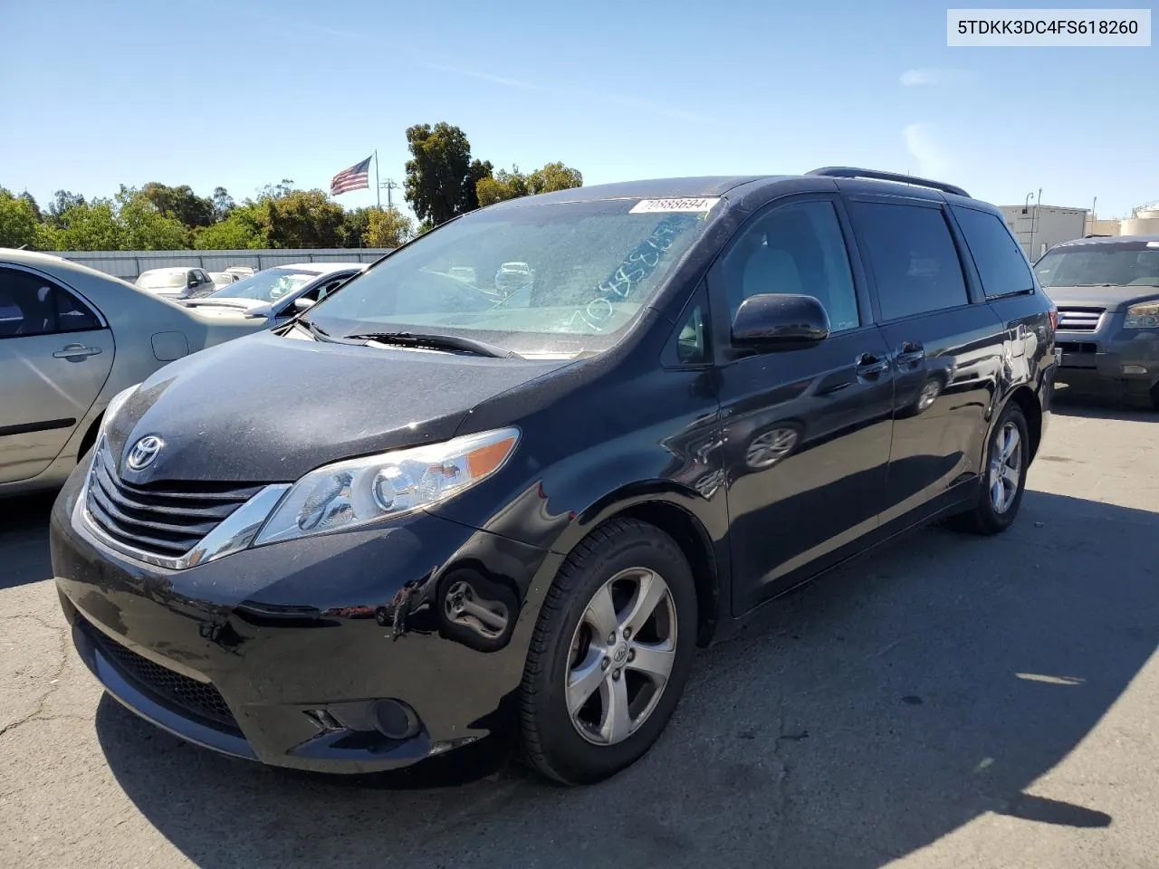 2015 Toyota Sienna Le VIN: 5TDKK3DC4FS618260 Lot: 70888694