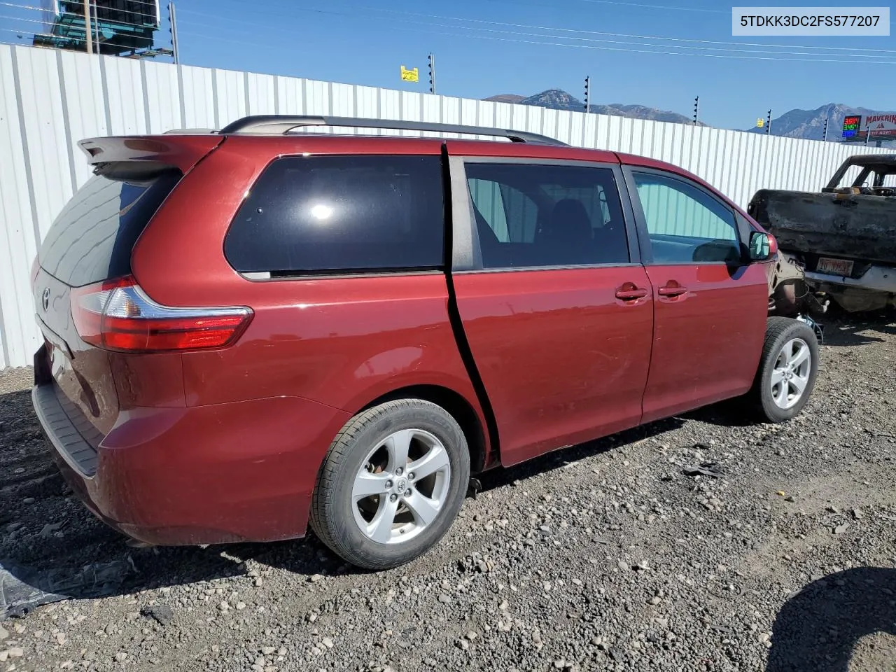 2015 Toyota Sienna Le VIN: 5TDKK3DC2FS577207 Lot: 72470364