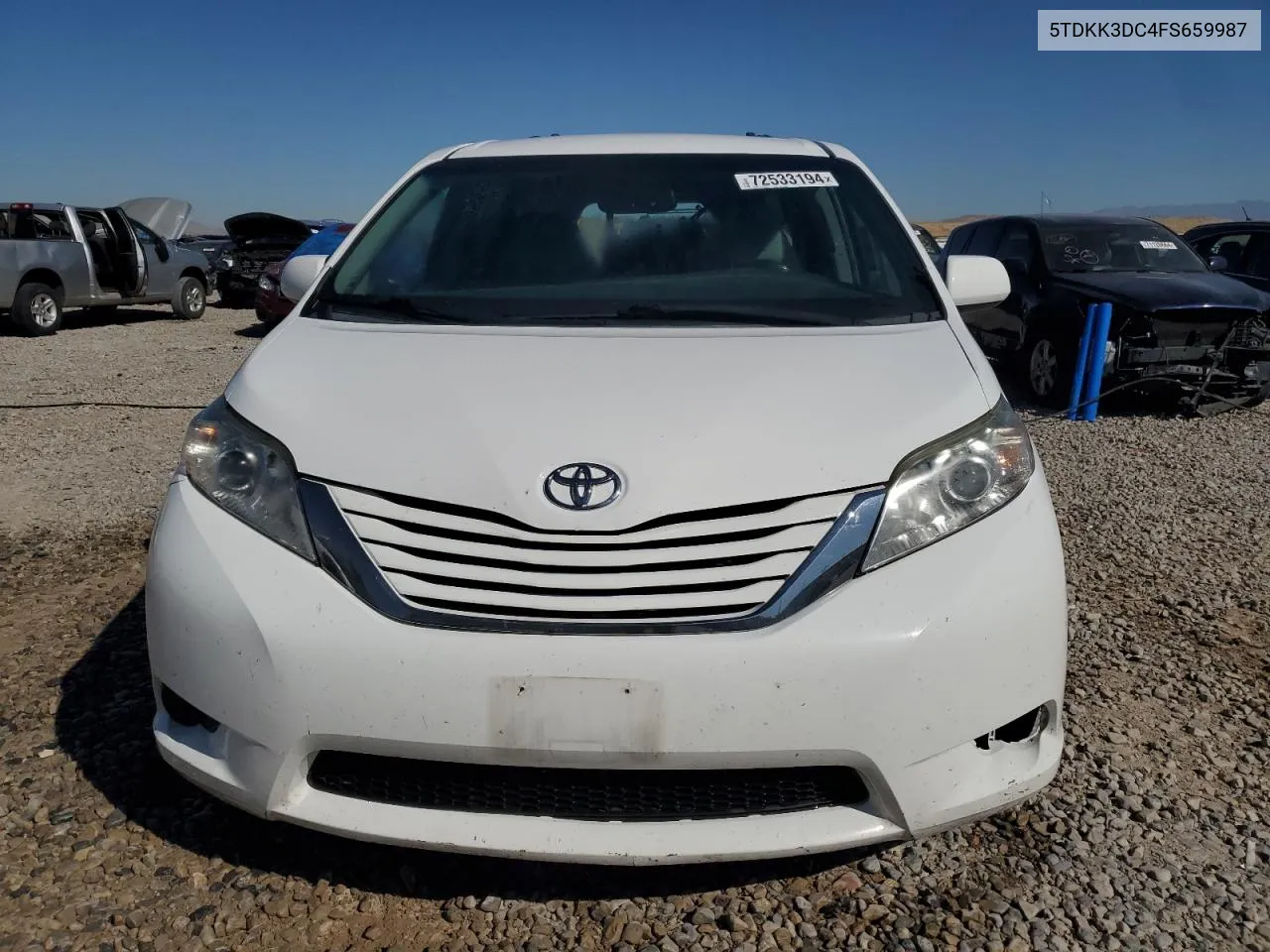 2015 Toyota Sienna Le VIN: 5TDKK3DC4FS659987 Lot: 72533194