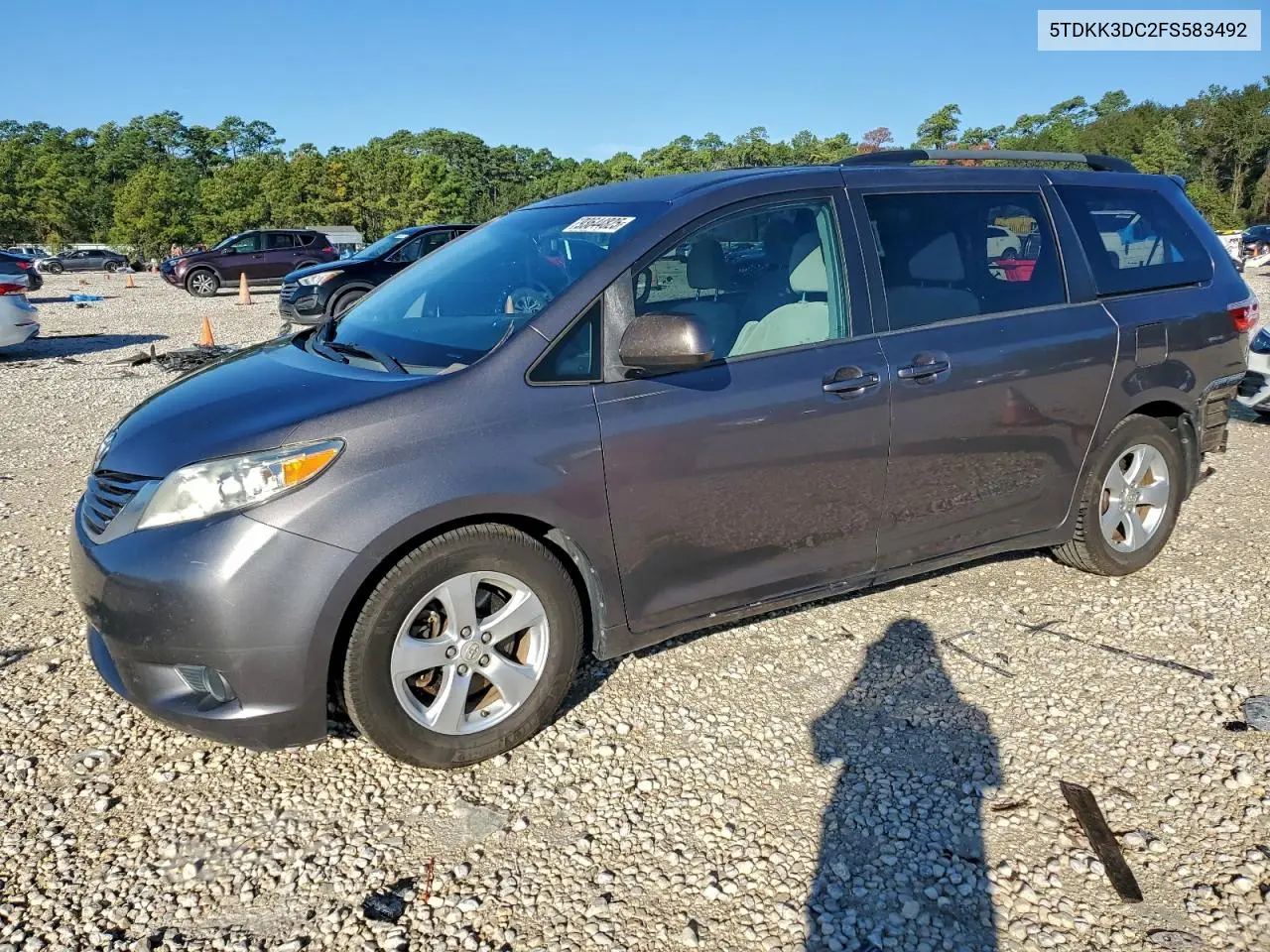 5TDKK3DC2FS583492 2015 Toyota Sienna Le