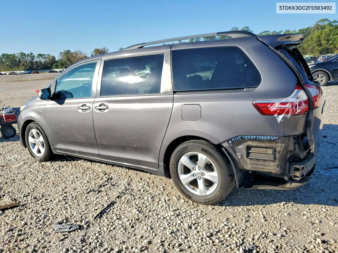 5TDKK3DC2FS583492 2015 Toyota Sienna Le