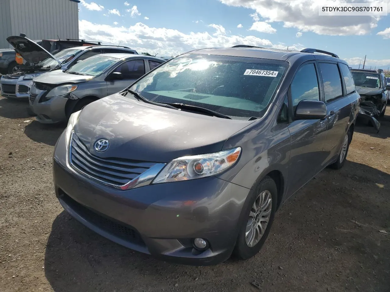 2016 Toyota Sienna Xle VIN: 5TDYK3DC9GS701761 Lot: 70467354