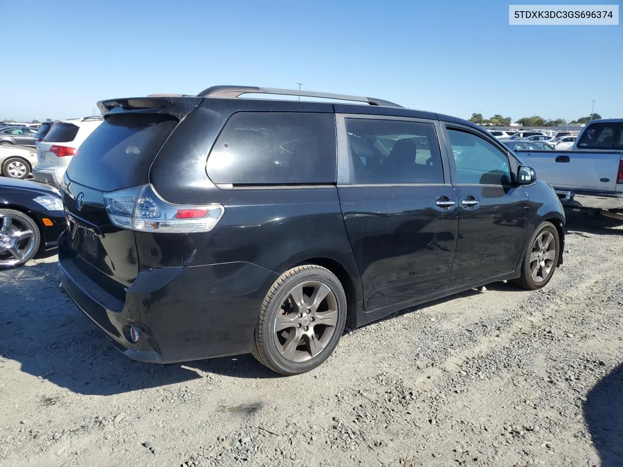 2016 Toyota Sienna Se VIN: 5TDXK3DC3GS696374 Lot: 71496494