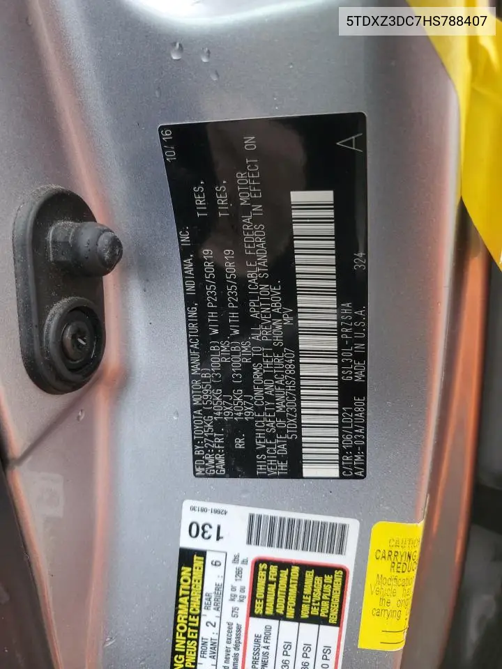 5TDXZ3DC7HS788407 2017 Toyota Sienna Se