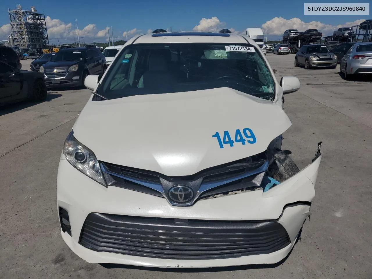 2018 Toyota Sienna Xle VIN: 5TDYZ3DC2JS960840 Lot: 71072134