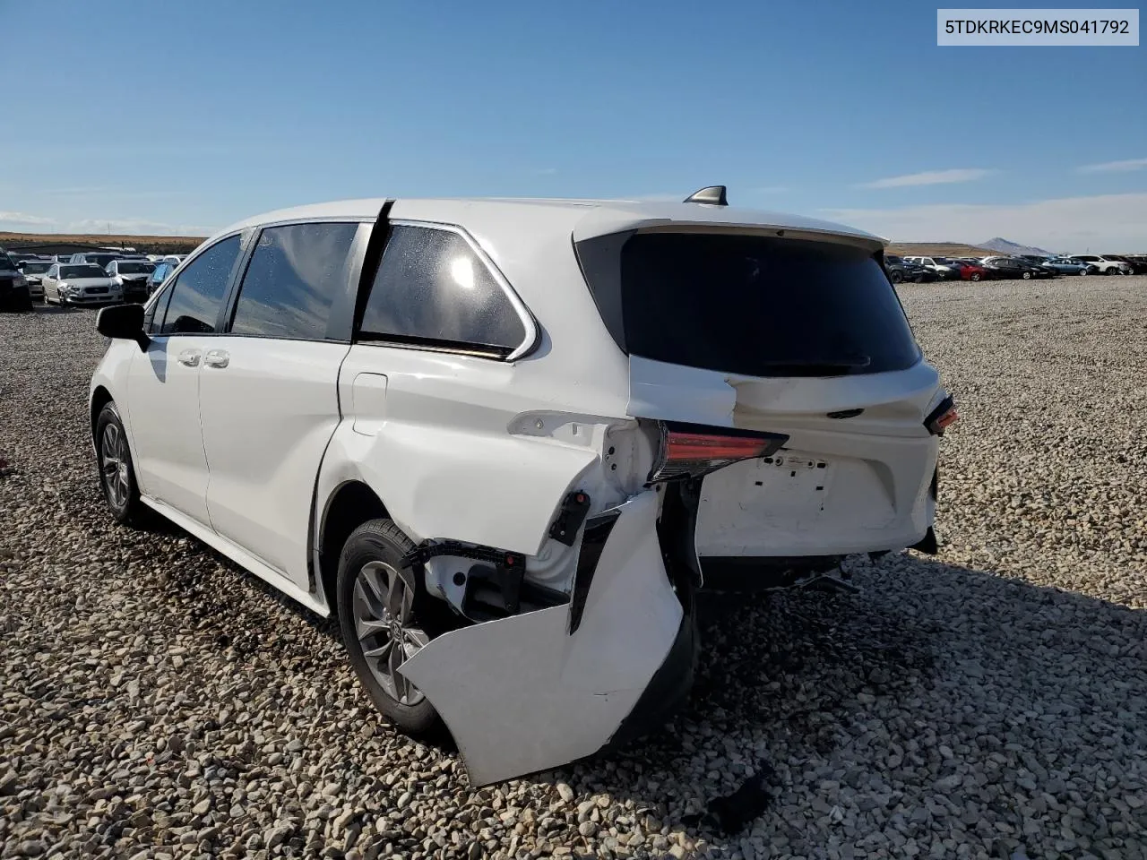 5TDKRKEC9MS041792 2021 Toyota Sienna Le