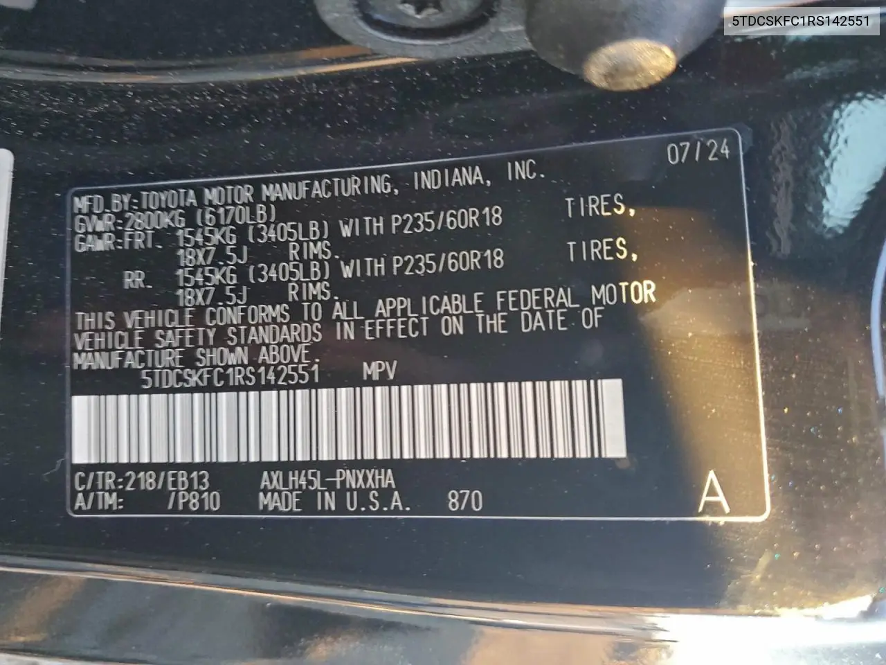 5TDCSKFC1RS142551 2024 Toyota Sienna Xse