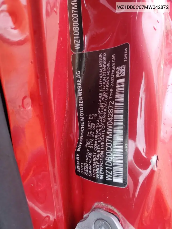 WZ1DB0C07MW042872 2021 Toyota Supra Base