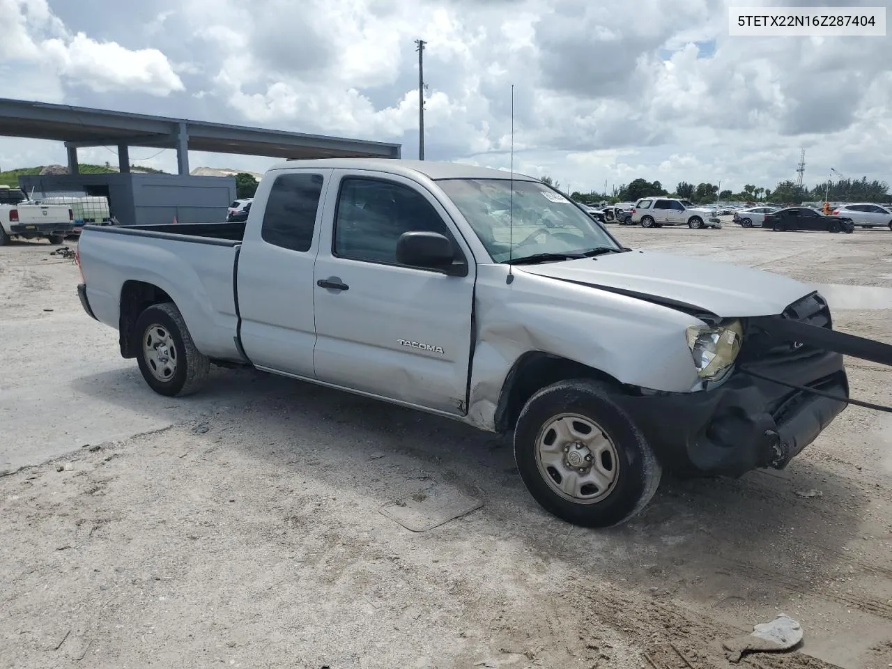 2006 Toyota Tacoma Access Cab VIN: 5TETX22N16Z287404 Lot: 69148354