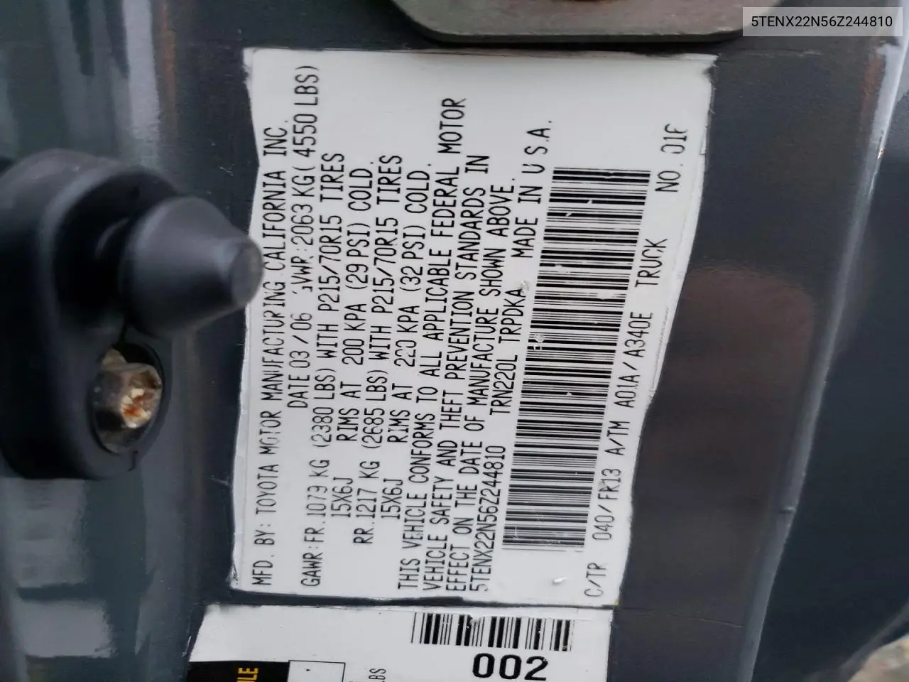 5TENX22N56Z244810 2006 Toyota Tacoma