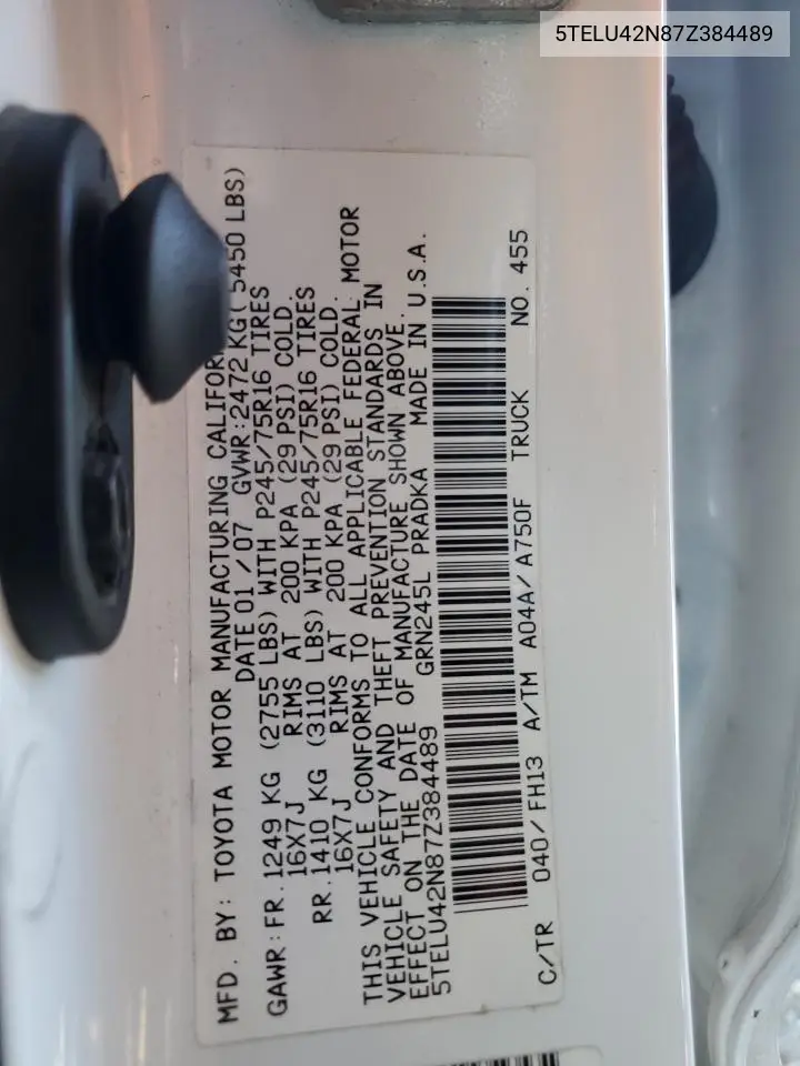 5TELU42N87Z384489 2007 Toyota Tacoma Double Cab