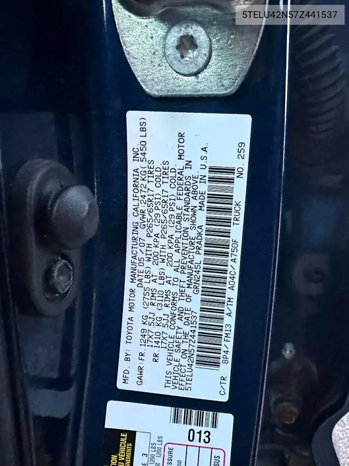 5TELU42N57Z441537 2007 Toyota Tacoma V6