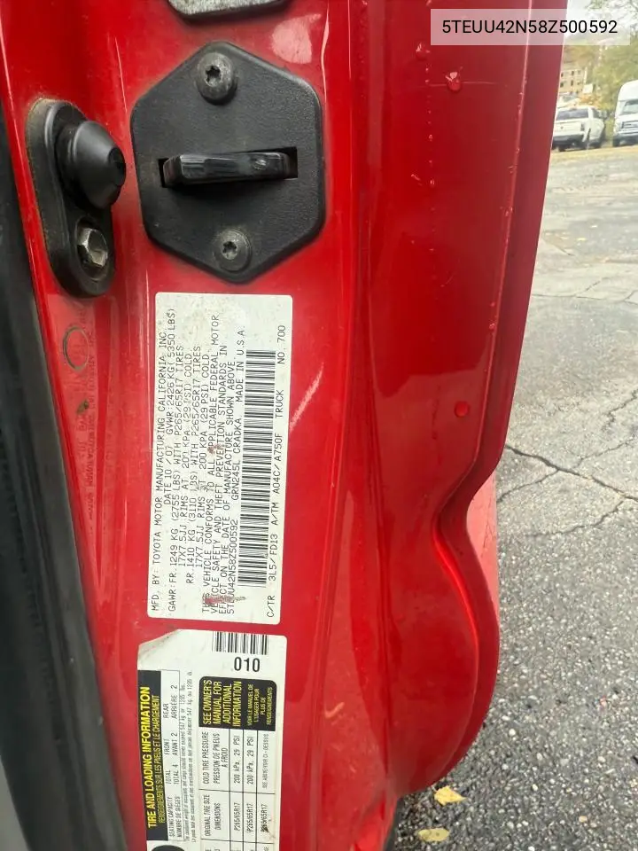5TEUU42N58Z500592 2008 Toyota Tacoma Access Cab