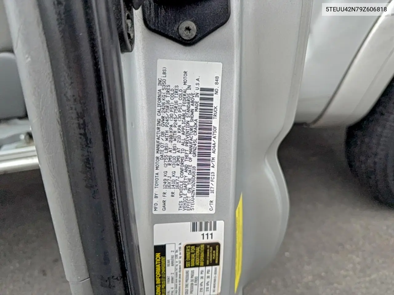 5TEUU42N79Z606818 2009 Toyota Tacoma Access Cab