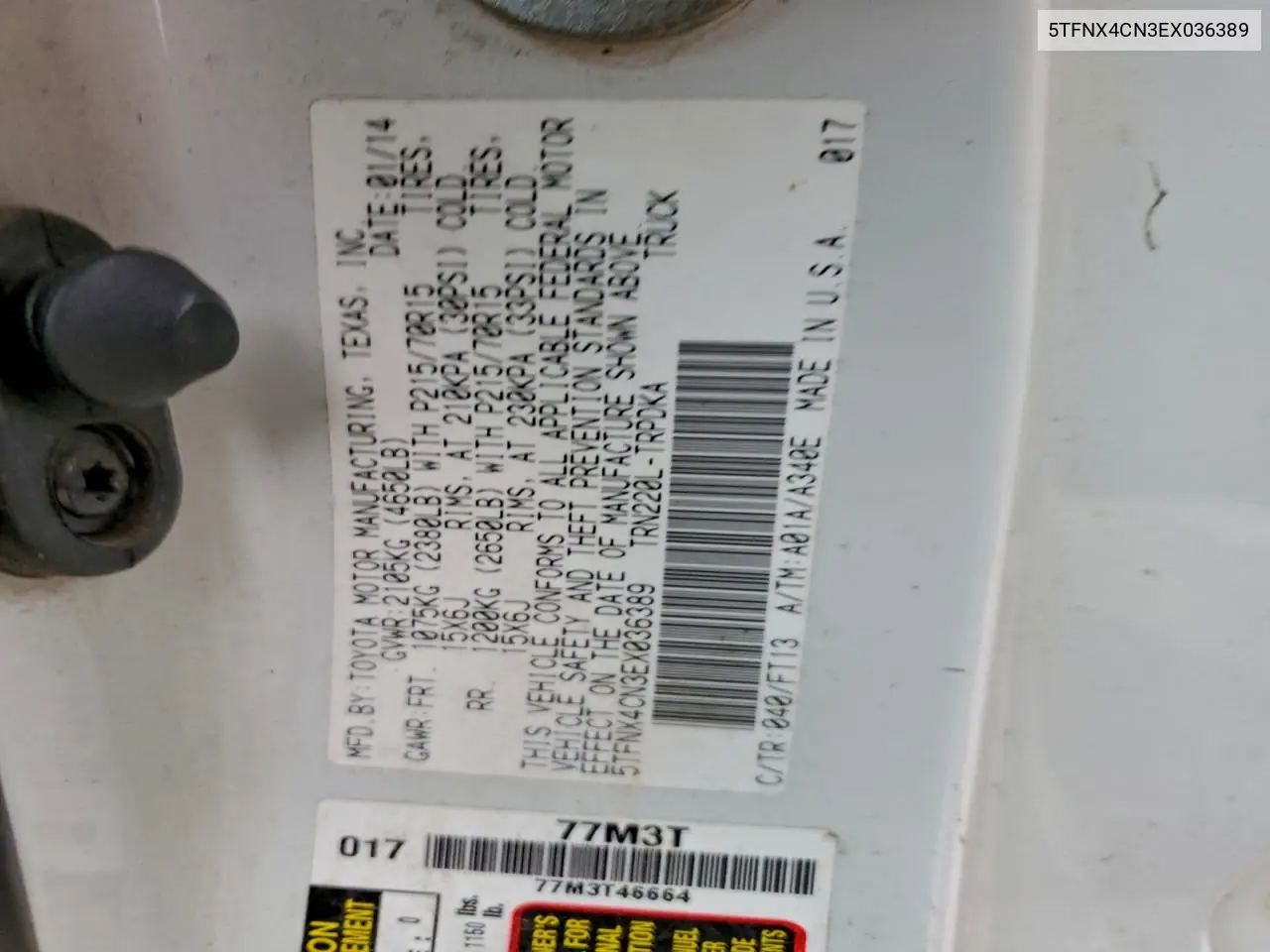 5TFNX4CN3EX036389 2014 Toyota Tacoma
