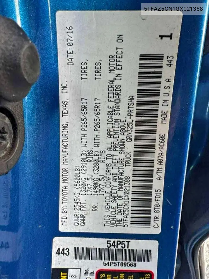 5TFAZ5CN1GX021388 2016 Toyota Tacoma Double Cab