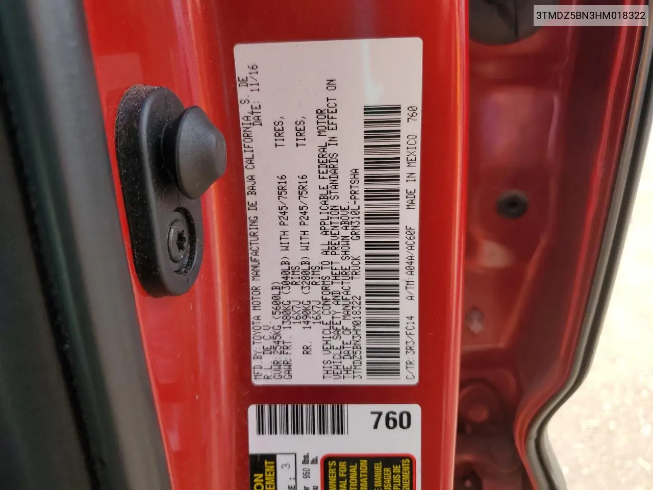 3TMDZ5BN3HM018322 2017 Toyota Tacoma Double Cab