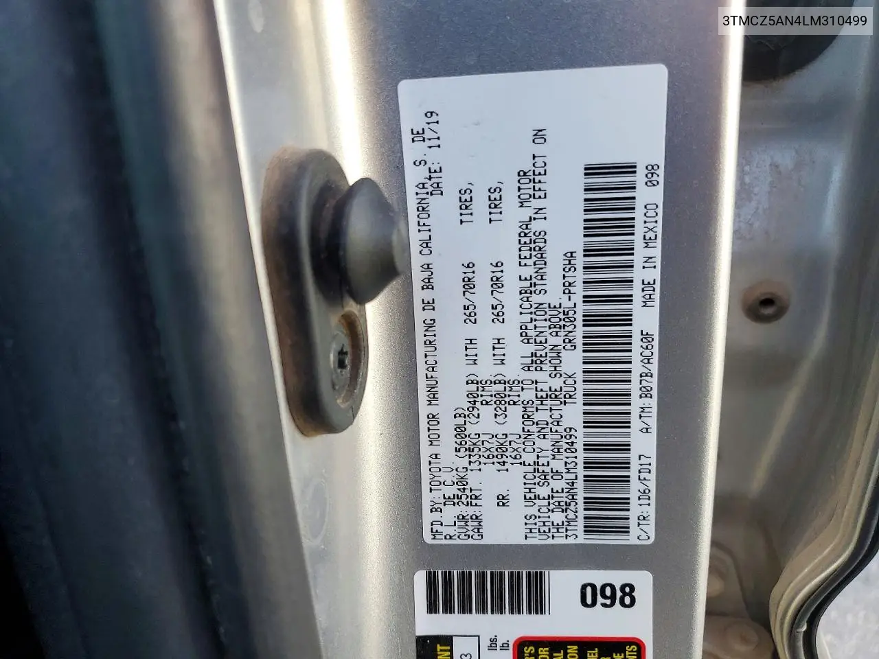 3TMCZ5AN4LM310499 2020 Toyota Tacoma Trd Off-Road