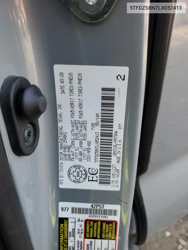 5TFDZ5BN7LX052413 2020 Toyota Tacoma Double Cab