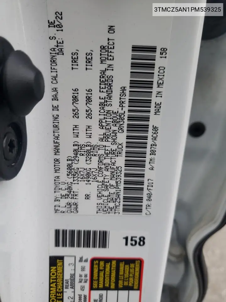 3TMCZ5AN1PM539325 2023 Toyota Tacoma Double Cab