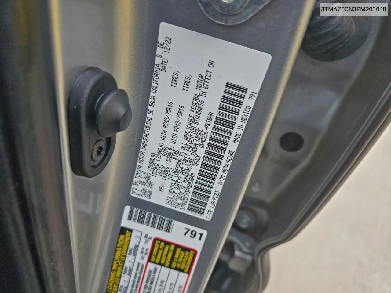 3TMAZ5CN3PM203048 2023 Toyota Tacoma Double Cab