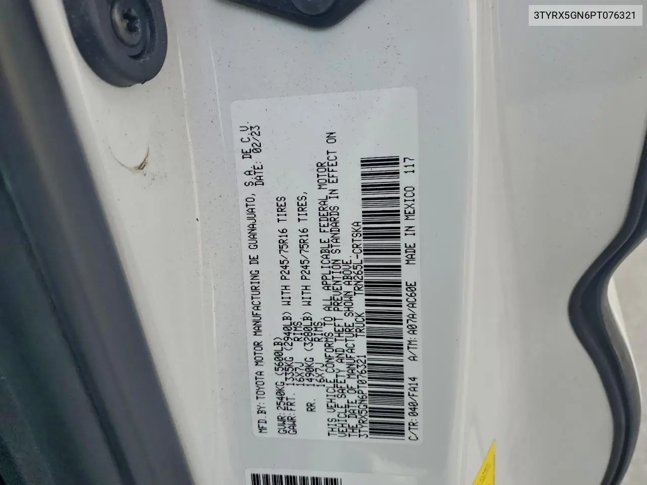 3TYRX5GN6PT076321 2023 Toyota Tacoma Access Cab