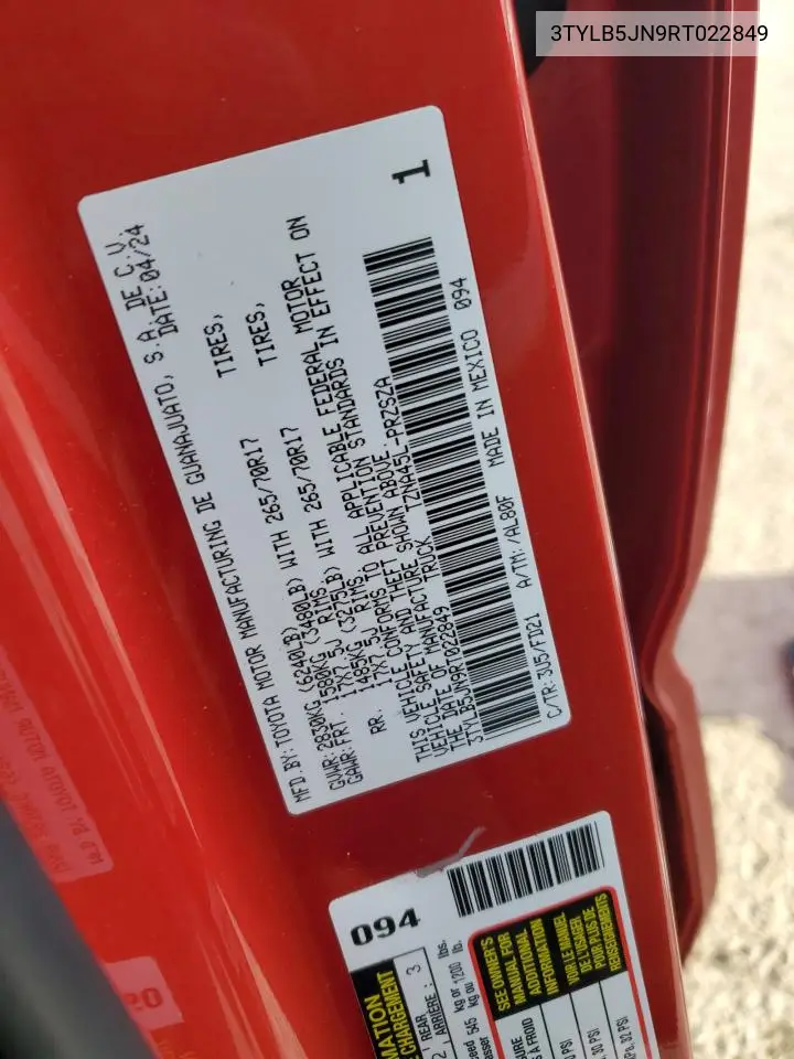 3TYLB5JN9RT022849 2024 Toyota Tacoma Double Cab