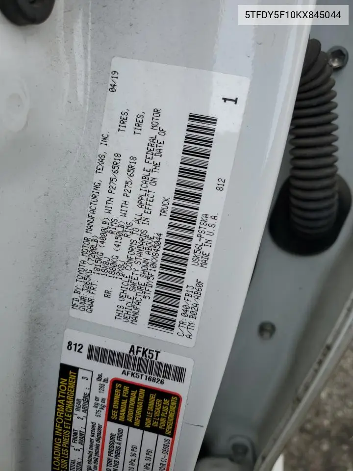 5TFDY5F10KX845044 2019 Toyota Tundra Crewmax Sr5