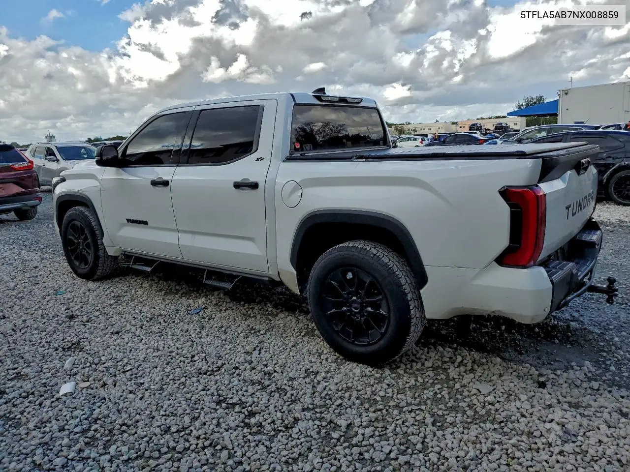 5TFLA5AB7NX008859 2022 Toyota Tundra Crewmax Sr