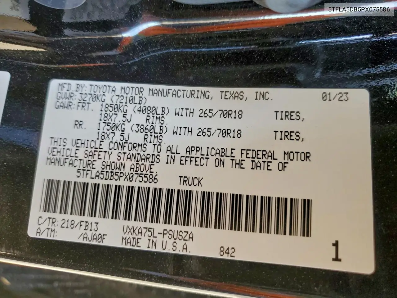 5TFLA5DB5PX075586 2023 Toyota Tundra Crewmax Sr